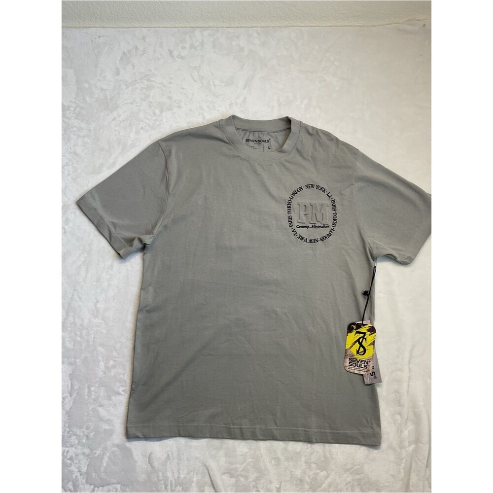 Seven Souls Light Gray Short-Sleeve Crew Tee with Chest Logo